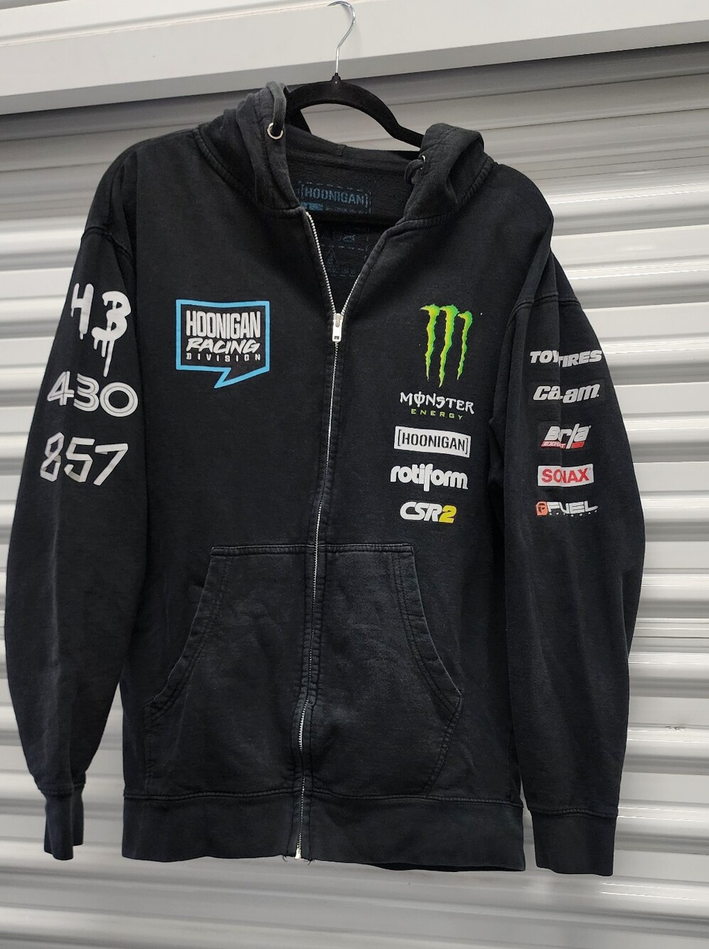 Hoonigan x Monster ~ Ken Block Energy Black Zip-Up Racing Hoodie